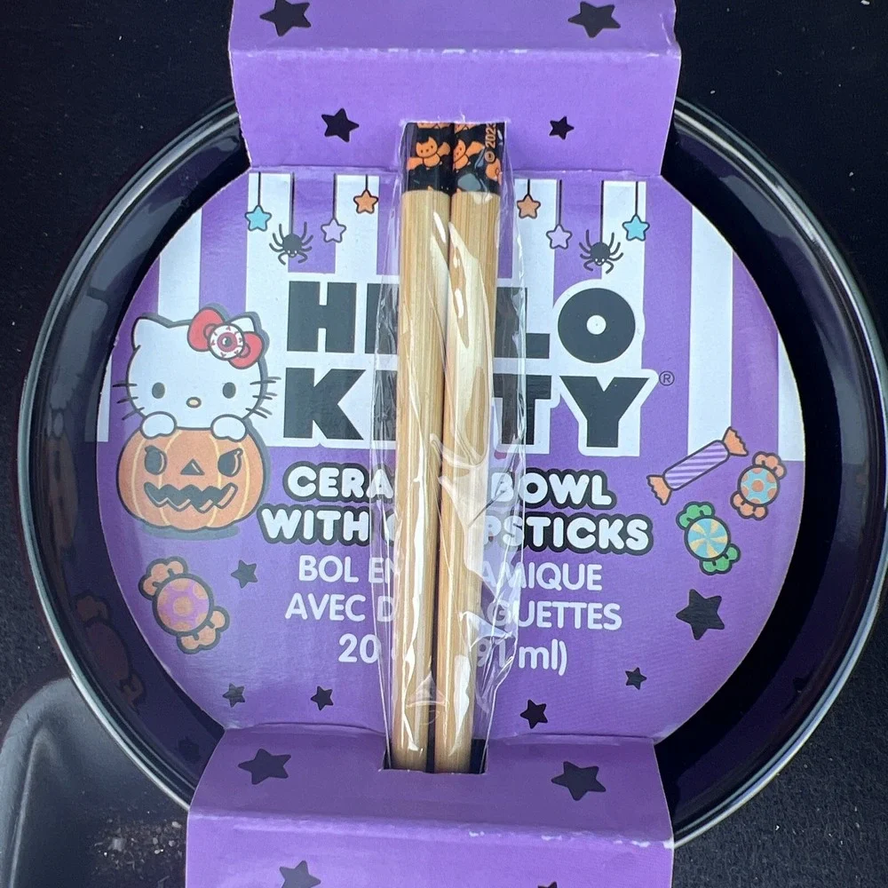 Sanrio 2023 Hello Kitty Halloween Ramen Noodle Bowl With Chopsticks